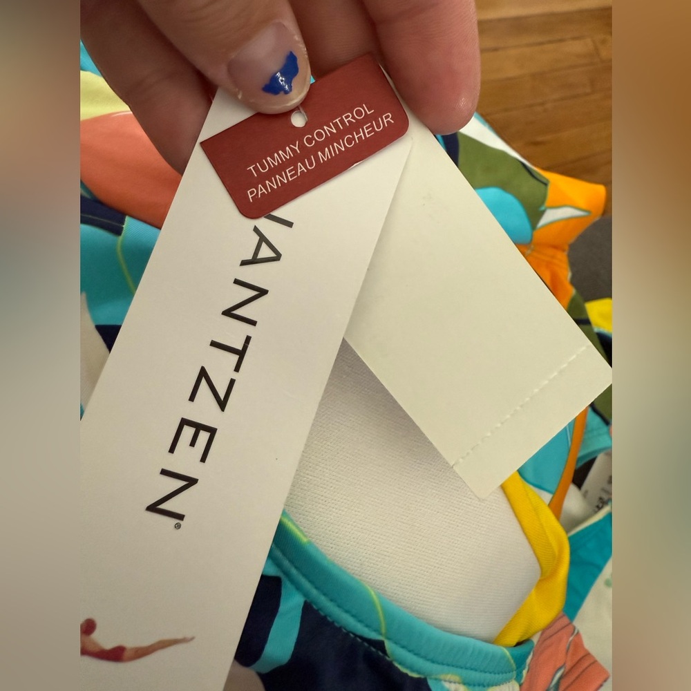 NWT Jantzen Women's Standard Bold Feathers Bandeau One Piece Swimsuit - Picture 5 of 12